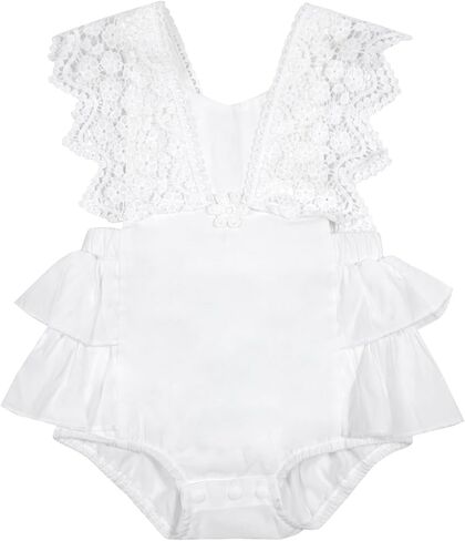 ملابس تاجيوم للفتيات الصغيرات بلون سادة بدون أكمام من الدانتيل من قطعة واحدة فستان صيفي للرضع in Kuwait