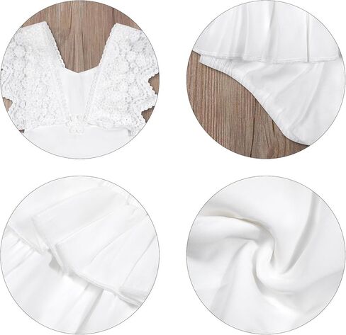 ملابس تاجيوم للفتيات الصغيرات بلون سادة بدون أكمام من الدانتيل من قطعة واحدة فستان صيفي للرضع in Kuwait