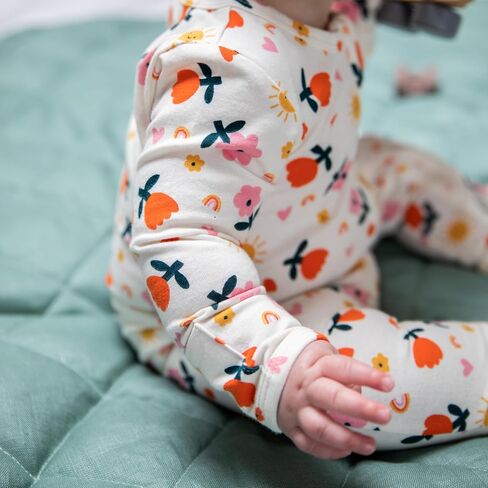 Munich Blue Unisex Baby Toddler Growsuit – Long Sleeve Jumpsuit with Animal & Nature Prints, 2-Way Zipper, Fold-Over Cuffs in Saudi Arabia