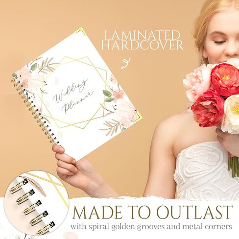 Beautiful floral Wedding Planner, Wedding Planning Book And Organizer with a pink pen, Wedding Planner Book in 8.5X11, Wedding Planning Book in pink and green in Saudi Arabia