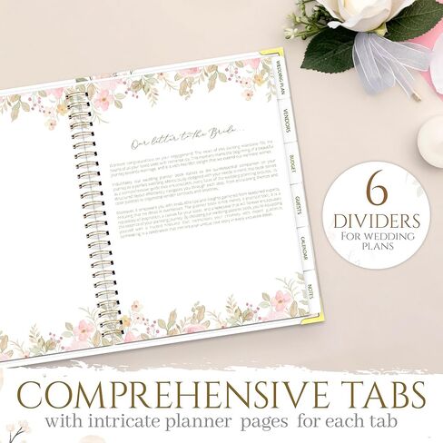 Beautiful floral Wedding Planner, Wedding Planning Book And Organizer with a pink pen, Wedding Planner Book in 8.5X11, Wedding Planning Book in pink and green in Saudi Arabia