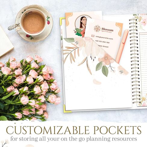 Beautiful floral Wedding Planner, Wedding Planning Book And Organizer with a pink pen, Wedding Planner Book in 8.5X11, Wedding Planning Book in pink and green in Saudi Arabia