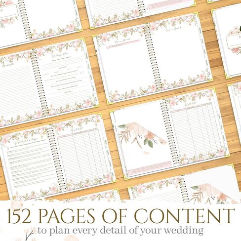 Beautiful floral Wedding Planner, Wedding Planning Book And Organizer with a pink pen, Wedding Planner Book in 8.5X11, Wedding Planning Book in pink and green in Saudi Arabia