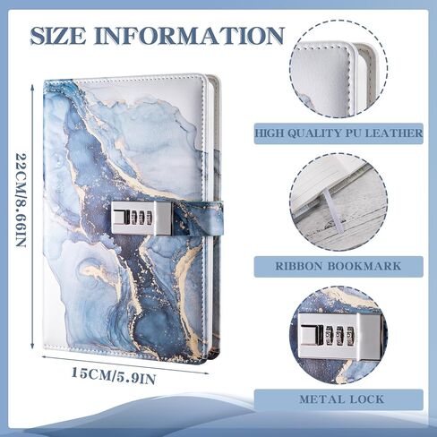 مذكرات مع قفل، مجلة قابلة للقفل مقاس A5، مذكرات قفل مجمعة من جلد البولي يوريثان، منظم مخطط مذكرات القفل للرجال والنساء، منتج مكتبي 8.6 × 5.9 بوصة - أرجواني in Kuwait