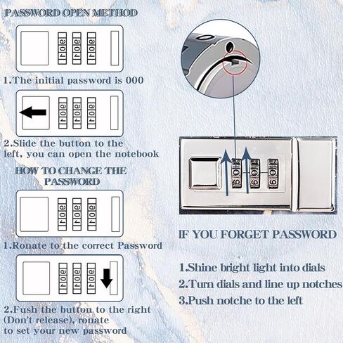 مذكرات مع قفل، مجلة قابلة للقفل مقاس A5، مذكرات قفل مجمعة من جلد البولي يوريثان، منظم مخطط مذكرات القفل للرجال والنساء، منتج مكتبي 8.6 × 5.9 بوصة - أرجواني in Kuwait