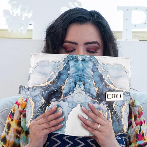 مذكرات مع قفل، مجلة قابلة للقفل مقاس A5، مذكرات قفل مجمعة من جلد البولي يوريثان، منظم مخطط مذكرات القفل للرجال والنساء، منتج مكتبي 8.6 × 5.9 بوصة - أرجواني in Kuwait