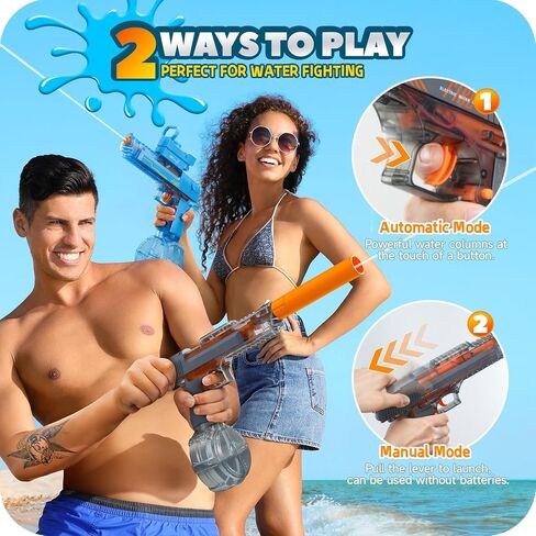 Electric Water Gun, Automatic Squirt Guns Up to 35 FT Range with Large Capacity, 500CC Water Blasters for Kids Adults Water Gun for Summer Pool Parties Beach Games(Grey) in Saudi Arabia