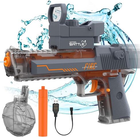 Electric Water Gun, Automatic Squirt Guns Up to 35 FT Range with Large Capacity, 500CC Water Blasters for Kids Adults Water Gun for Summer Pool Parties Beach Games(Grey) in Saudi Arabia