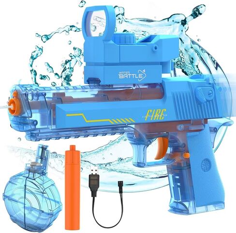 Electric Water Gun, Automatic Squirt Guns Up to 35 FT Range with Large Capacity, 500CC Water Blasters for Kids Adults Water Gun for Summer Pool Parties Beach Games(Grey) in Saudi Arabia