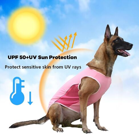 UNIPUP UPF 50+ تي شيرت رياضي للحماية من الشمس للحيوانات الأليفة، ملابس ناعمة سريعة الجفاف للكلاب الكبيرة، قمصان للكلاب قابلة للتنفس مع شريط عاكس بدون أكمام، ملابس للحيوانات الأليفة in Kuwait