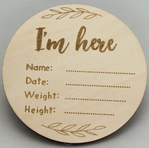 أنا هنا علامة حديثي الولادة، علامة إعلان ولادة خشبية، علامة إعلان الطفل، دعائم الصور، علامة إعلان اسم الطفل في الحضانة in Kuwait