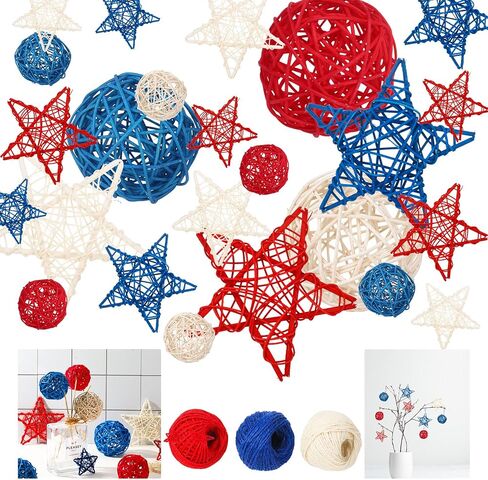 ZhouBoat 27 Pcs Wicker Rattan Balls Decorative Balls Decorative for Bowls Table Decor Star Shaped for Wedding Party, Potpourri Decor in Saudi Arabia