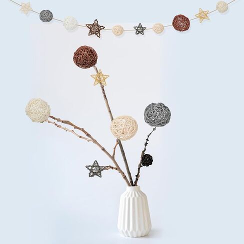 ZhouBoat 27 Pcs Wicker Rattan Balls Decorative Balls Decorative for Bowls Table Decor Star Shaped for Wedding Party, Potpourri Decor in Saudi Arabia