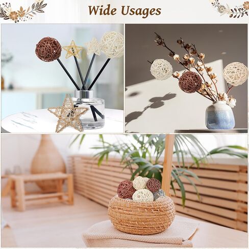 ZhouBoat 27 Pcs Wicker Rattan Balls Decorative Balls Decorative for Bowls Table Decor Star Shaped for Wedding Party, Potpourri Decor in Saudi Arabia