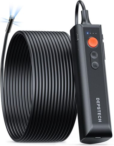 منظار داخلي لاسلكي ثلاثي العدسات من DEPSTECH، كاميرا فحص بوريسكوب عالية الدقة 1080 بكسل لهواتف iPhone Android، كاميرا ثعبان واي فاي 7.9 مم مع ضوء، كاميرا نطاق مرنة 16.5 قدم مع تكبير للسيارات والجدار والأنابيب in Kuwait