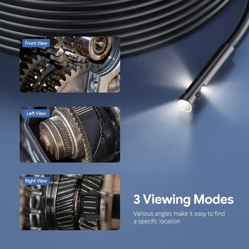 منظار داخلي لاسلكي ثلاثي العدسات من DEPSTECH، كاميرا فحص بوريسكوب عالية الدقة 1080 بكسل لهواتف iPhone Android، كاميرا ثعبان واي فاي 7.9 مم مع ضوء، كاميرا نطاق مرنة 16.5 قدم مع تكبير للسيارات والجدار والأنابيب in Kuwait