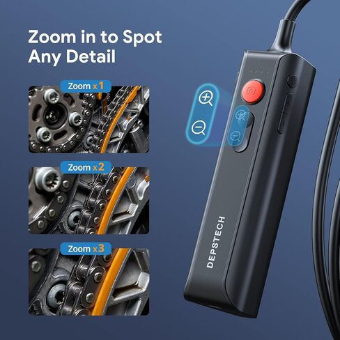 منظار داخلي لاسلكي ثلاثي العدسات من DEPSTECH، كاميرا فحص بوريسكوب عالية الدقة 1080 بكسل لهواتف iPhone Android، كاميرا ثعبان واي فاي 7.9 مم مع ضوء، كاميرا نطاق مرنة 16.5 قدم مع تكبير للسيارات والجدار والأنابيب in Kuwait