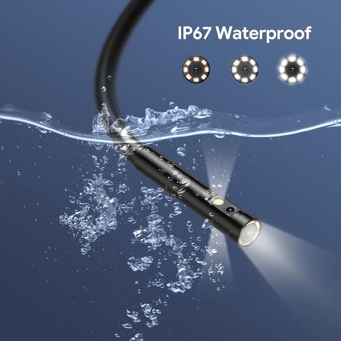 منظار داخلي لاسلكي ثلاثي العدسات من DEPSTECH، كاميرا فحص بوريسكوب عالية الدقة 1080 بكسل لهواتف iPhone Android، كاميرا ثعبان واي فاي 7.9 مم مع ضوء، كاميرا نطاق مرنة 16.5 قدم مع تكبير للسيارات والجدار والأنابيب in Kuwait