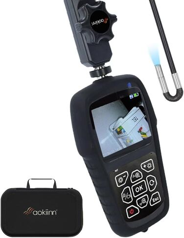 aokiinn 0.15in (3.9mm) FHD Digital Articulating Endoscope | 1920 x 1080 Resolution | 3.5" IPS Screen | 180° Screen Rotation | IP67 Waterproof Probe | 3-Step Digital Zoom and Dimmable Light in Saudi Arabia