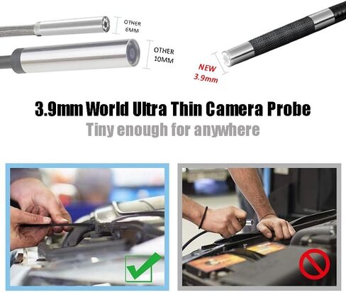 aokiinn 0.15in (3.9mm) FHD Digital Articulating Endoscope | 1920 x 1080 Resolution | 3.5" IPS Screen | 180° Screen Rotation | IP67 Waterproof Probe | 3-Step Digital Zoom and Dimmable Light in Saudi Arabia