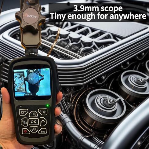 aokiinn 0.15in (3.9mm) FHD Digital Articulating Endoscope | 1920 x 1080 Resolution | 3.5" IPS Screen | 180° Screen Rotation | IP67 Waterproof Probe | 3-Step Digital Zoom and Dimmable Light in Saudi Arabia