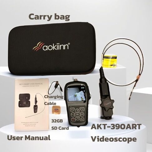 aokiinn 0.15in (3.9mm) FHD Digital Articulating Endoscope | 1920 x 1080 Resolution | 3.5" IPS Screen | 180° Screen Rotation | IP67 Waterproof Probe | 3-Step Digital Zoom and Dimmable Light in Saudi Arabia