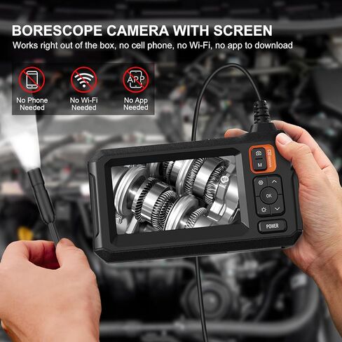 UNNGEIGEI Borescope Camera with Light, 4.3" HD Endoscope Camera with 16.5FT Semi-Rigid Cord, IP67 Waterproof Sewer Inspection Camera, Snake Camera for Plumbing Drain Wall Inspection, Gadgets for Men in Kuwait