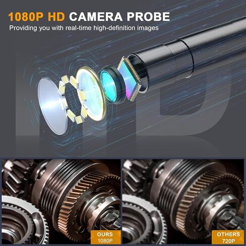 UNNGEIGEI Borescope Camera with Light, 4.3" HD Endoscope Camera with 16.5FT Semi-Rigid Cord, IP67 Waterproof Sewer Inspection Camera, Snake Camera for Plumbing Drain Wall Inspection, Gadgets for Men in Kuwait