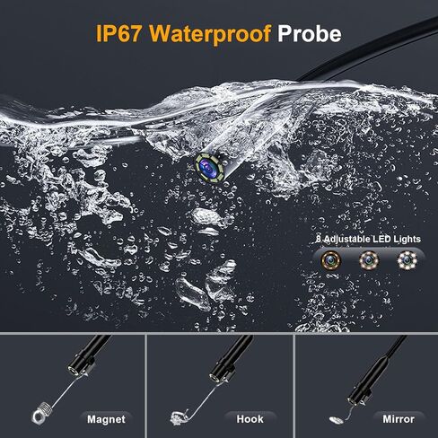 UNNGEIGEI Borescope Camera with Light, 4.3" HD Endoscope Camera with 16.5FT Semi-Rigid Cord, IP67 Waterproof Sewer Inspection Camera, Snake Camera for Plumbing Drain Wall Inspection, Gadgets for Men in Kuwait