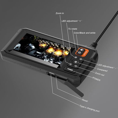 UNNGEIGEI Borescope Camera with Light, 4.3" HD Endoscope Camera with 16.5FT Semi-Rigid Cord, IP67 Waterproof Sewer Inspection Camera, Snake Camera for Plumbing Drain Wall Inspection, Gadgets for Men in Kuwait