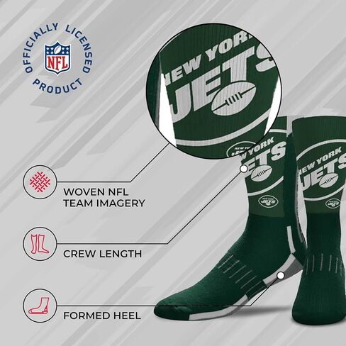 جوارب FBF NFL للشباب على شكل حرف V - يمكن غسلها في الغسالة - مزيج من البوليستر اللدن - ملاءمة مثالية ومتانة للرياضيين الشباب النشطين (نيويورك جيتس - متعدد الألوان) in Kuwait