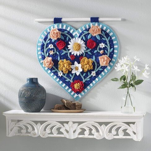 Bucilla Felt Applique Wall Hanging Kit, 14.75" x 14.75", Spring Hearts w/ 3D Flowers in Saudi Arabia
