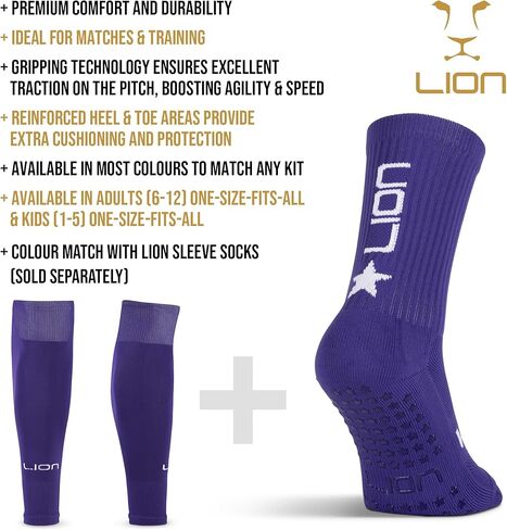مجموعة جوارب وأكمام جورب أرجوانية لكرة القدم من Lion Kids، حزمة مثالية للاعبي كرة القدم الشباب in Kuwait