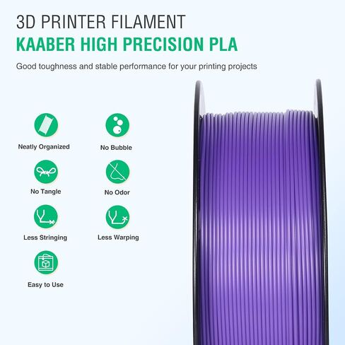 Kaaber 1.75mm PLA 3D Printer Filament,Purple 3D Printing Filament 1kg Spool-Dimensional Accuracy +/- 0.03mm Fit Most FDM Printer,Tangle-Free 3D Printing PLA Filament in Saudi Arabia