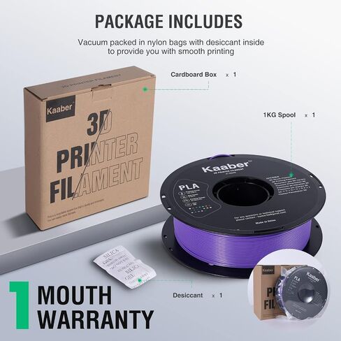 Kaaber 1.75mm PLA 3D Printer Filament,Purple 3D Printing Filament 1kg Spool-Dimensional Accuracy +/- 0.03mm Fit Most FDM Printer,Tangle-Free 3D Printing PLA Filament in Saudi Arabia