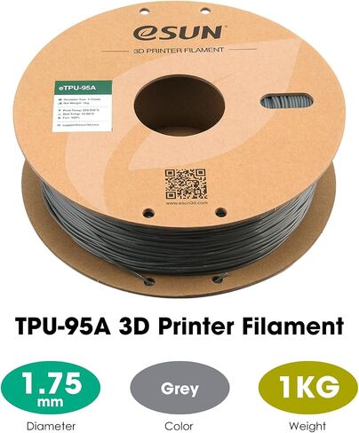 eSUN TPU 95A Filament 1.75mm، خيوط طابعة مرنة ثلاثية الأبعاد TPU، دقة الأبعاد +/- 0.05 مم، بكرة 1 كجم (2.2 رطل) خيوط طباعة ثلاثية الأبعاد للطابعات ثلاثية الأبعاد، أسود in Saudi Arabia
