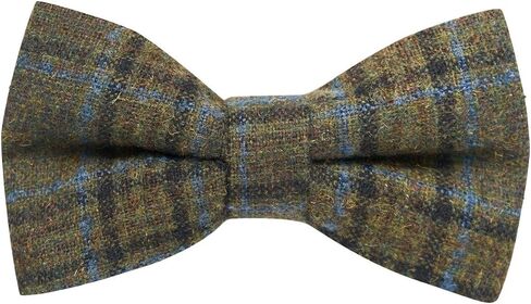 Olive Green & Brown Check Bow Tie, Tweed, Tartan, Plaid in Saudi Arabia
