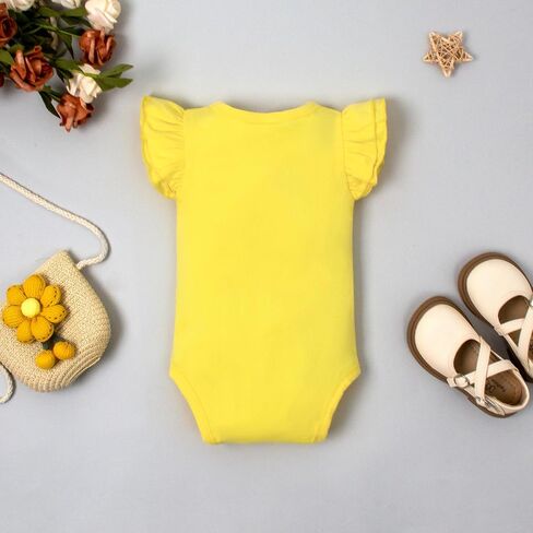 Magic Park 0-24M Infant Girl Romper Baby Girls Solid Color Bodysuit Toddler Ruffle Jumpsuit Shirts Casual Tops Baptism Shirt in Saudi Arabia