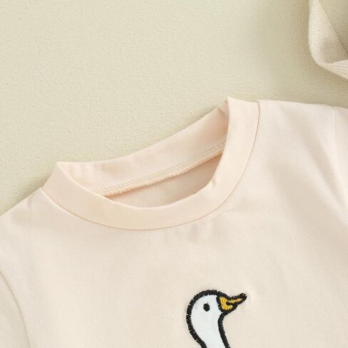 Baby Girl Boy Summer Romper Short Sleeve Farm Animal Goose/Chicken Embroidery Print Bodysuit Unisex Newborn Clothes in Saudi Arabia
