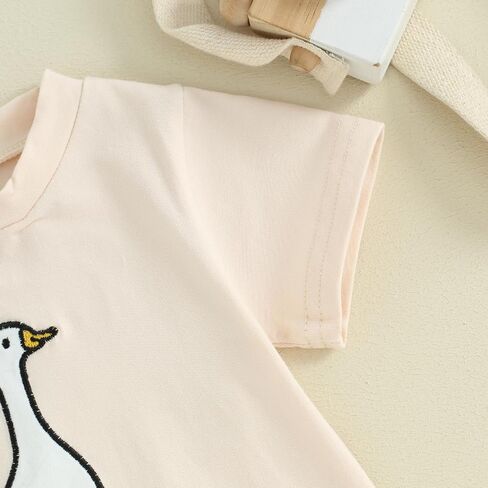 Baby Girl Boy Summer Romper Short Sleeve Farm Animal Goose/Chicken Embroidery Print Bodysuit Unisex Newborn Clothes in Saudi Arabia
