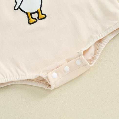 Baby Girl Boy Summer Romper Short Sleeve Farm Animal Goose/Chicken Embroidery Print Bodysuit Unisex Newborn Clothes in Saudi Arabia