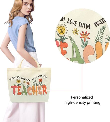 2 Pcs Teacher Appreciation Gifts for Women Teacher Canvas Tote Bags for Women Thank you Teacher Gifts for Teacher Day in Saudi Arabia