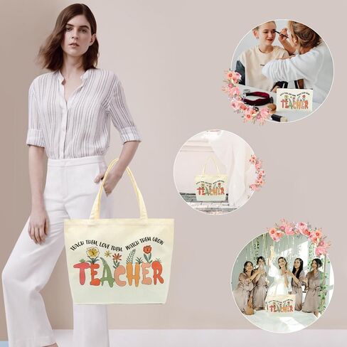 2 Pcs Teacher Appreciation Gifts for Women Teacher Canvas Tote Bags for Women Thank you Teacher Gifts for Teacher Day in Saudi Arabia