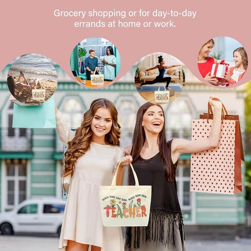 2 Pcs Teacher Appreciation Gifts for Women Teacher Canvas Tote Bags for Women Thank you Teacher Gifts for Teacher Day in Saudi Arabia