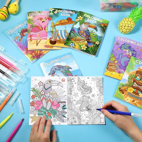 Pasimy 24 Pack Summer Coloring Books Bulk Mandala Tropical Coloring Book for Boys Girls Adults Luau Hawaiian Flamingo Summer Beach Baby Shower Birthday Party Favors Gift Bag Fillers Supplies, 8 Styles in Saudi Arabia