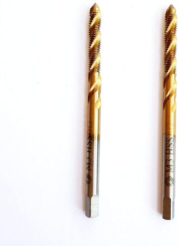 صنبور فلوت حلزوني متري M3x0.5 من AtticZone، صنبور لولبي آلي، درجة 0.5 مم، فولاذ عالي السرعة مطلي بالتيتانيوم 6542، اليد اليمنى قطعتان (M3x0.5) in Kuwait