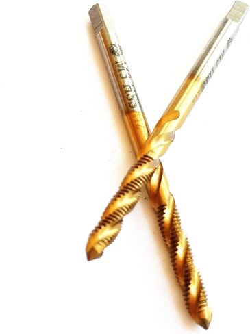 صنبور فلوت حلزوني متري M3x0.5 من AtticZone، صنبور لولبي آلي، درجة 0.5 مم، فولاذ عالي السرعة مطلي بالتيتانيوم 6542، اليد اليمنى قطعتان (M3x0.5) in Kuwait