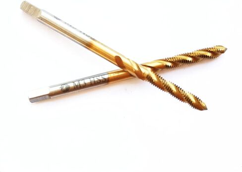 صنبور فلوت حلزوني متري M3x0.5 من AtticZone، صنبور لولبي آلي، درجة 0.5 مم، فولاذ عالي السرعة مطلي بالتيتانيوم 6542، اليد اليمنى قطعتان (M3x0.5) in Kuwait