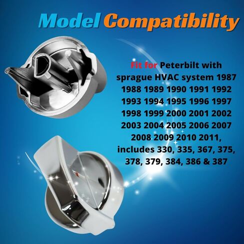 HOMEEQUIP A/C Heater Control Knob fits for Peterbilt HVAC 1987-2011 Fitment Includes 330, 335, 367, 375, 378, 379, 384, 386, & 387 Models (Chrome) (3 knob) (3) in Saudi Arabia