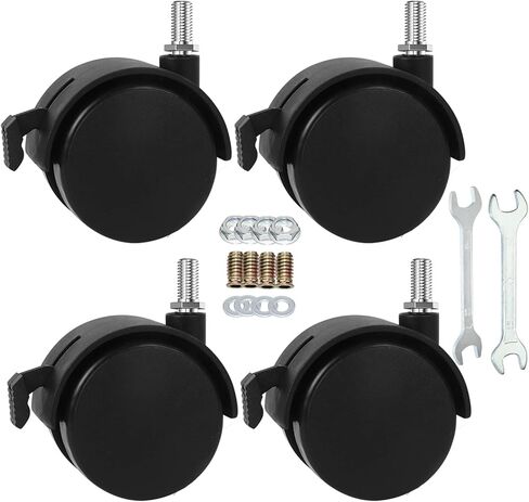 2" Stem Casters Replacement Casters Threaded Swivel Furniture Caster Wheels with Brakes 100Lbs (5/16-18-Black) in Kuwait